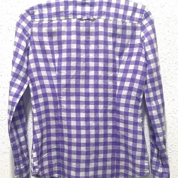 Banana Republic linen cotton Lavender and White Plaid Shirt XS - Picture 6 of 6